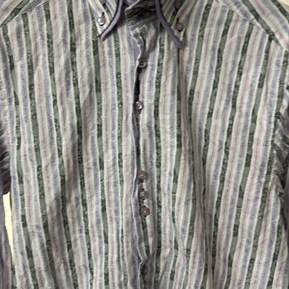 COOGI Luxe EUC Men’s Purple, Lavender, White and Gray Stripped Shirt - Picture 5 of 17